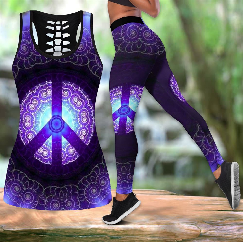 Hippie Peace Symbol Purple All Over Printed Women S Tanktop Leggings Set Perfect Workout Outfits Gifts For Hippie Life 1 Ue5hpn