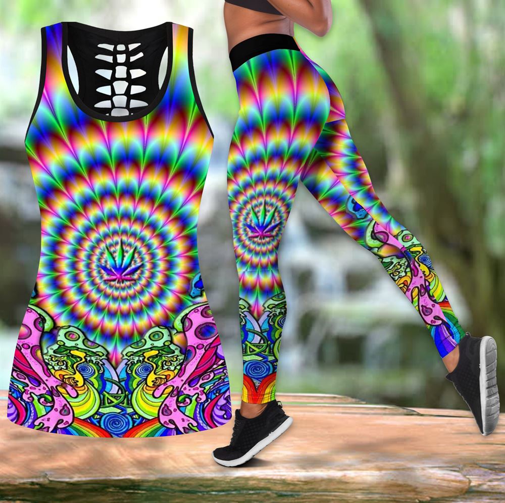 Psychedelic Hippie Colorful All Over Printed Womens Combo Hollow