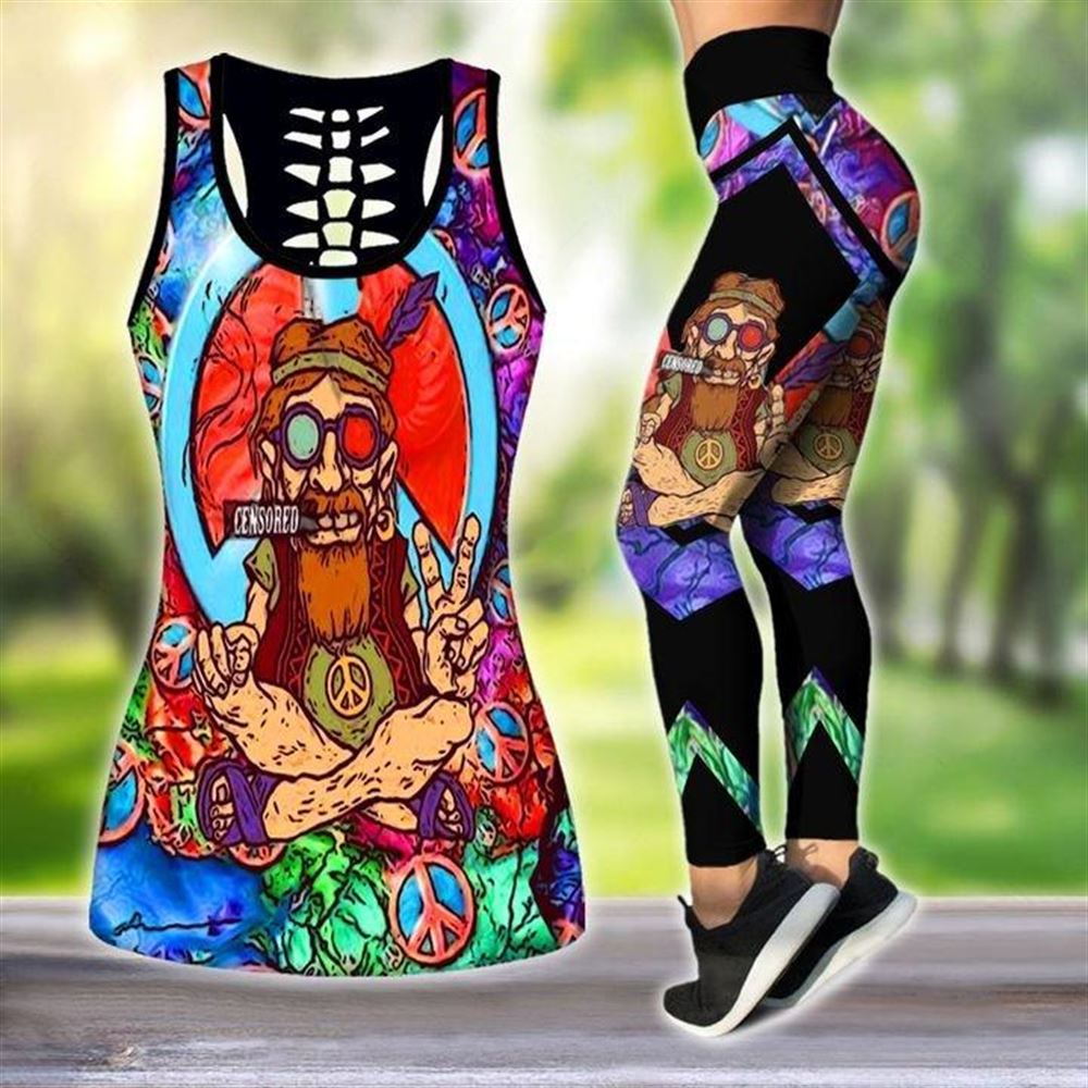 Hippie Trippy Smoking All Over Printed Women S Tanktop Leggings Set Perfect Workout Outfits Gifts For Hippie Life 1 Cnnjho