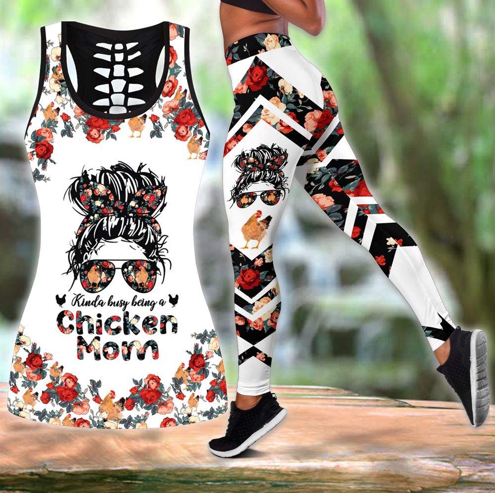 Kinda Busy Being A Chicken Mom All Over Printed Women S Tanktop Leggings Set Perfect Workout Outfits Gifts For Hippie Life 1 Iabadk