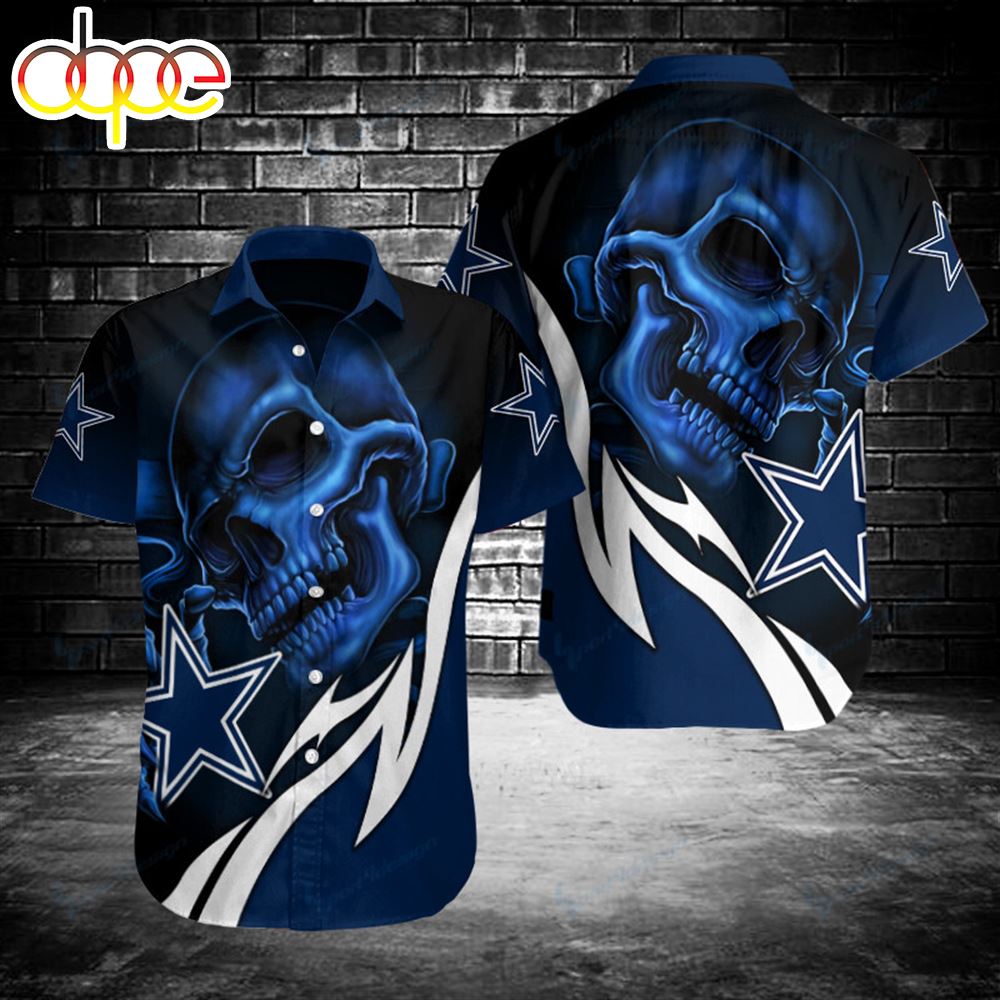 Limited Edition Dallas Cowboys Blue Skull 3D Hawaiian Shirt Iilp1p