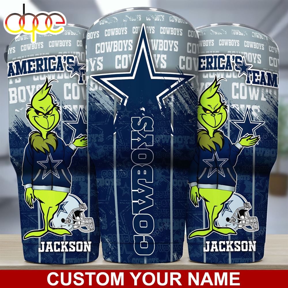 Personalized Dallas Cowboys Grinch Love Cowboys 3D Tumbler –