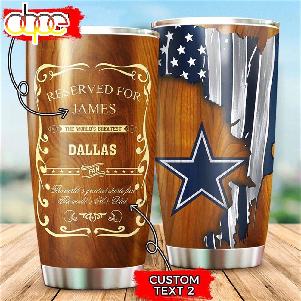 Personalized Dallas Cowboys Wood Background 3D Tumbler Gift For Fan Va1wf8