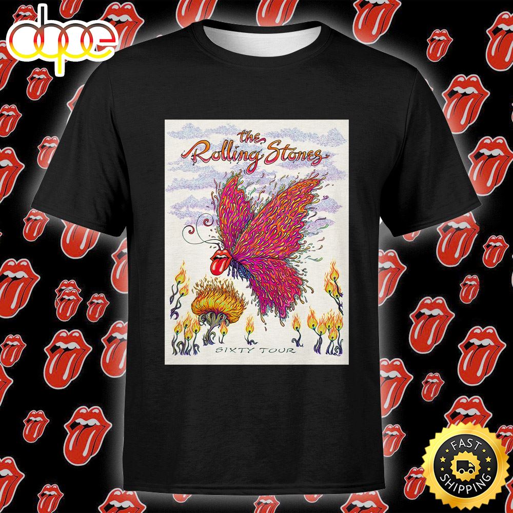 Rolling Stones Sixty Tour By Marq Spusta Iridescent Pearl Unisex Tshirt Sepane