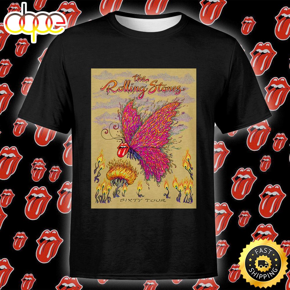 Rolling Stones Sixty Tour By Marq Spusta Metallic Gold Unisex Tshirt Xtkumb