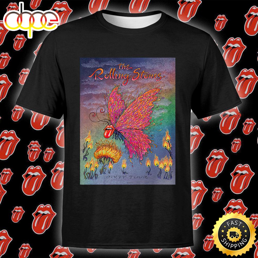 Rolling Stones Sixty Tour By Marq Spusta Sparkle Foil Tshirt Kzstpe