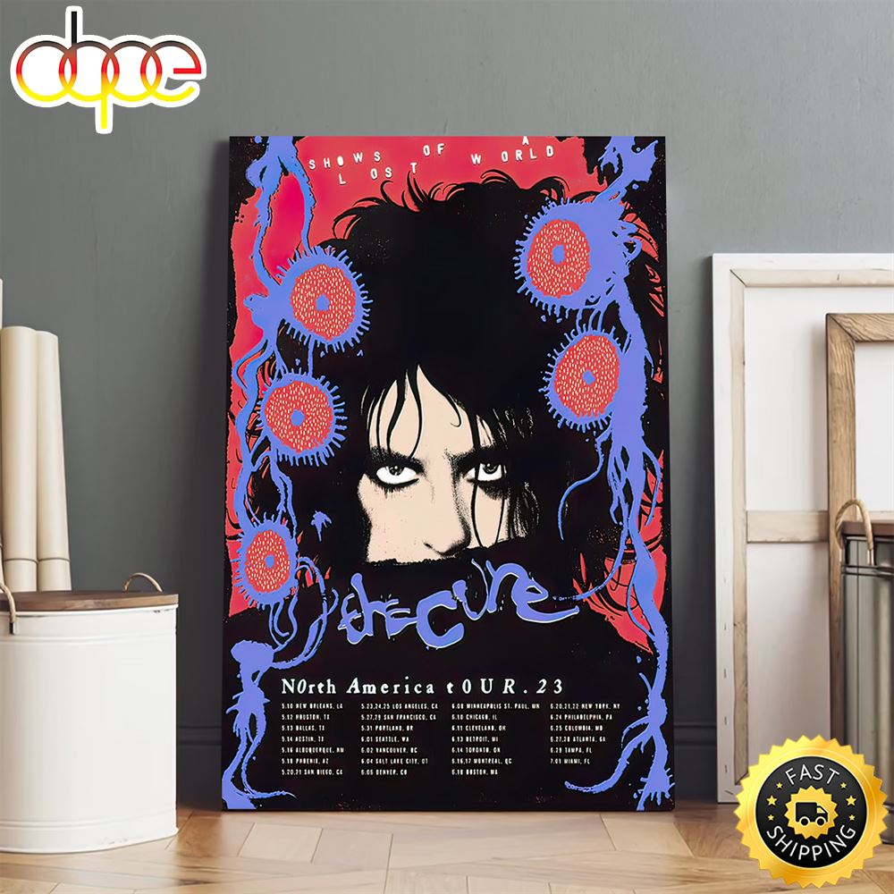 The Cure Shows Of A Lost World Tour 2023 Poster Faded Red Soft Blue Poster Canvas Qyz3ew