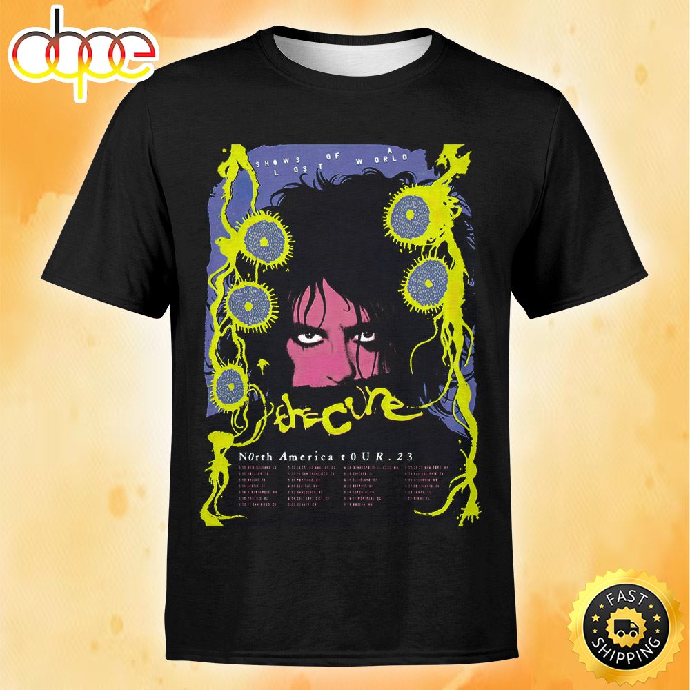 The Cure Shows Of A Lost World Tour 2023 Poster Moody Blue Lemon Lime Colorway Tshirt U0i79e