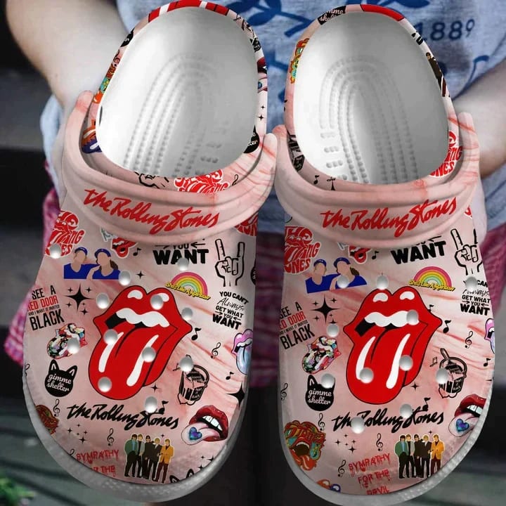 The Rollings Stones Rock Band Crocs Shoes Comfortable Clogs Crocband For Men Women J1ofvf