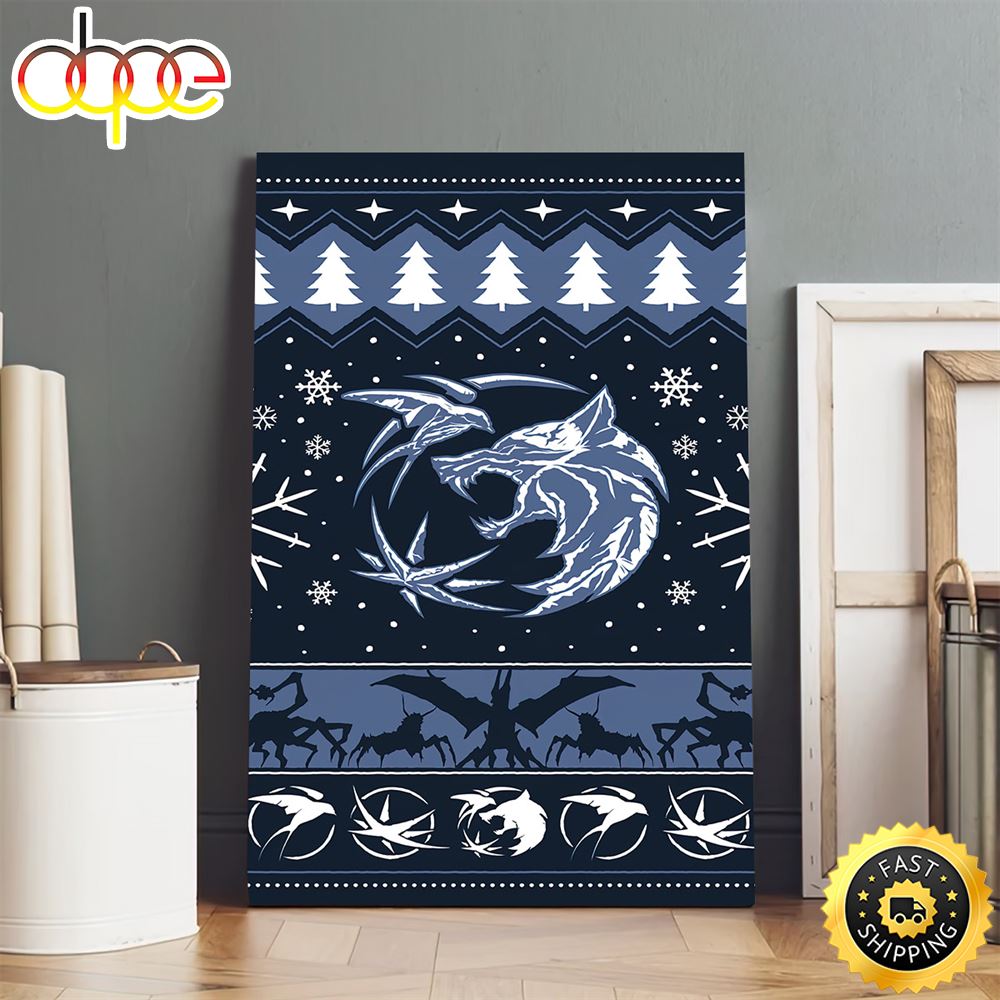The Witcher Christmas Pattern Movie 2023 Poster Canvas Umrvlb