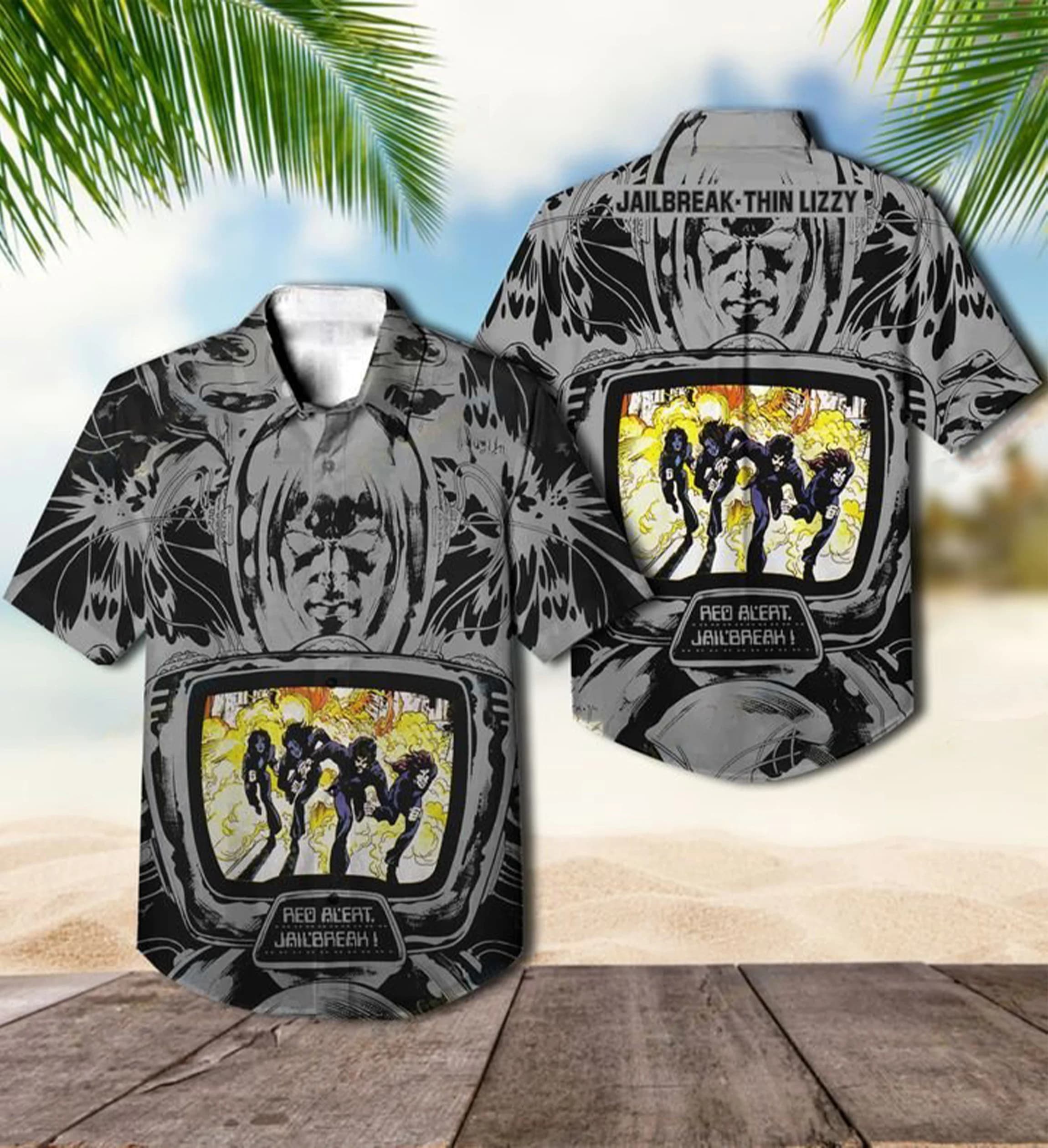Thin Lizzy Music Hawaiian Shirt Vintage Unisex Hawaiian Shirt Fnejs9
