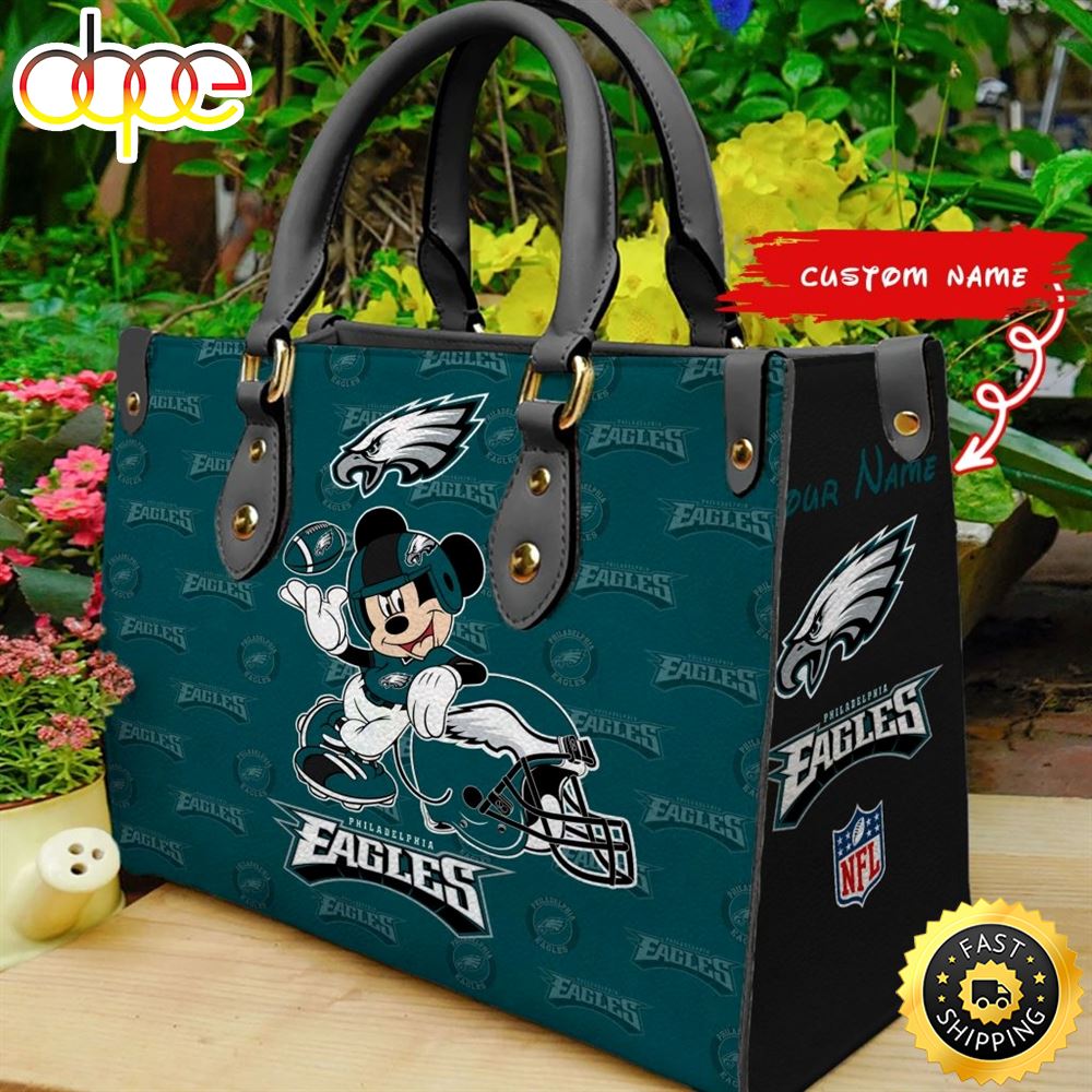 Custom Name NFL Philadelphia Eagles Leather Bag