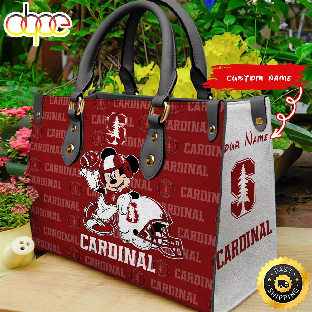 Custom Name Ncaa Stanford Cardinal Mickey Leather Bag