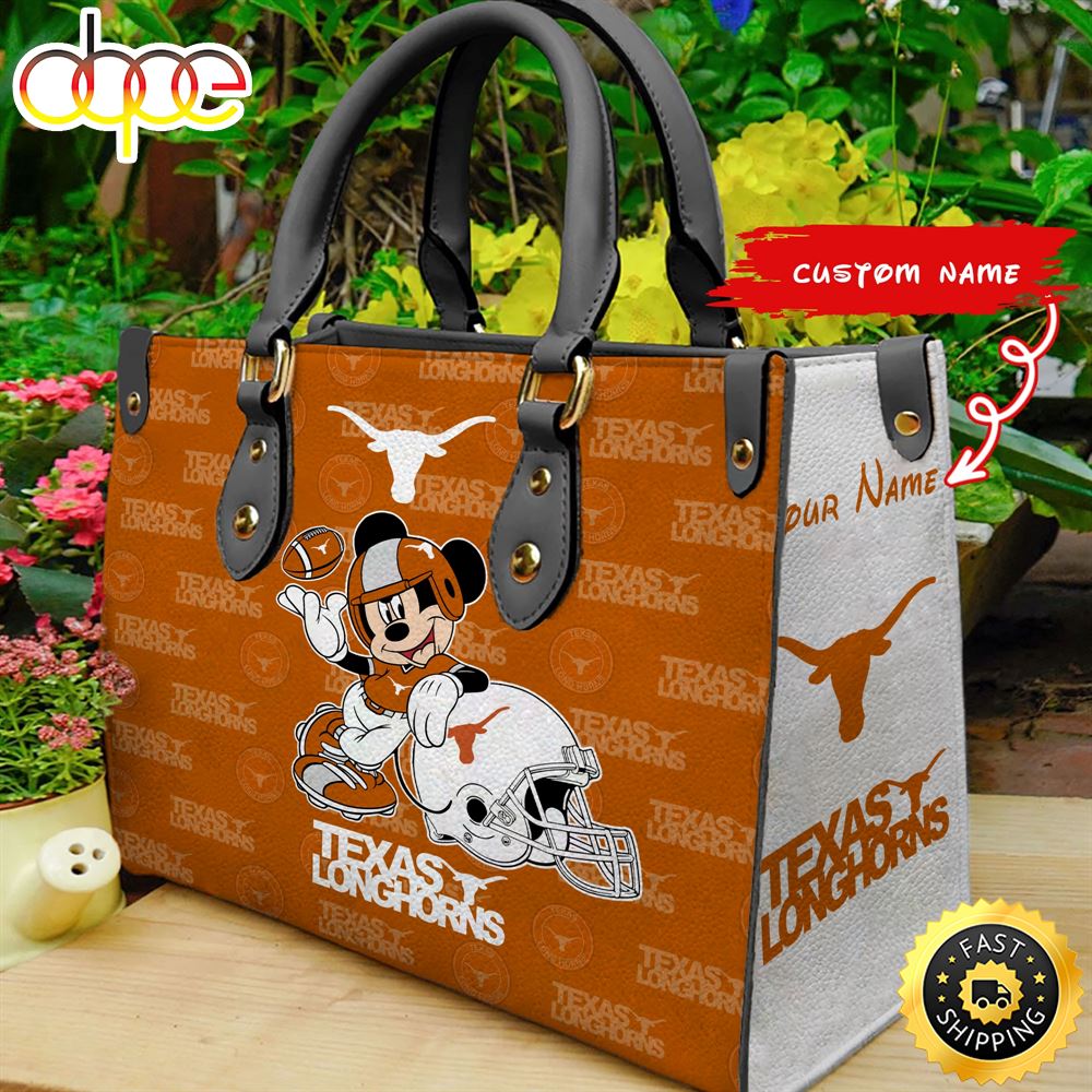 Custom Name Ncaa Texas Longhorns Mickey Leather Bag –