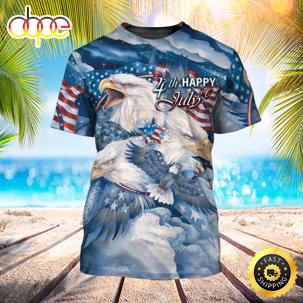 4th Of July 3d Full Printed Independence Day Eagle Sublimation Shirt Zjzn34