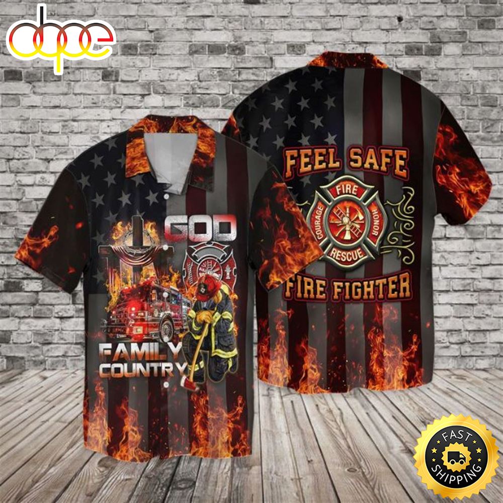 4th Of July Independence Day Memorial Day Firefighter Family Country Feel Safe Hawaiian Shirt Eaihit