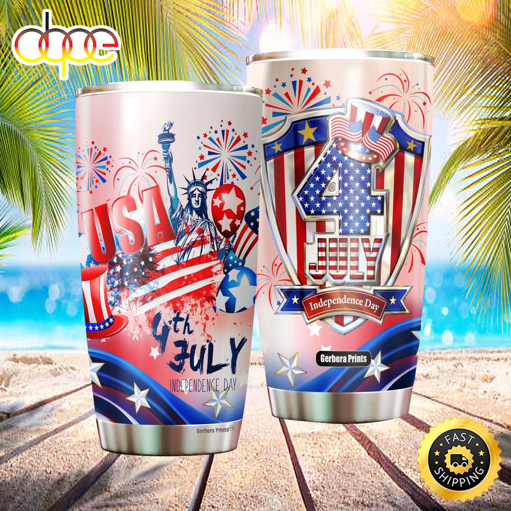 4th Of July Patriotic America Flag Stainless Steel Tumbler Aetm9e