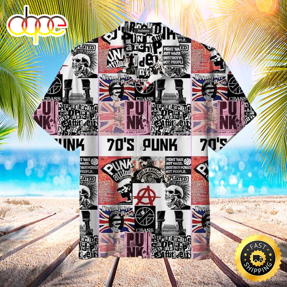 70s Punk Rock Hawaiian Shirt O2rngj