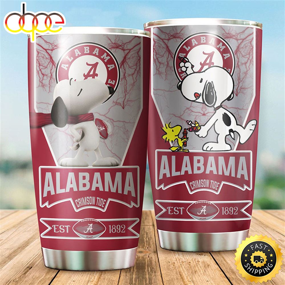 Alabama Crimson Tide Snoopy All Over Print 3D Tumbler Rrdj8x