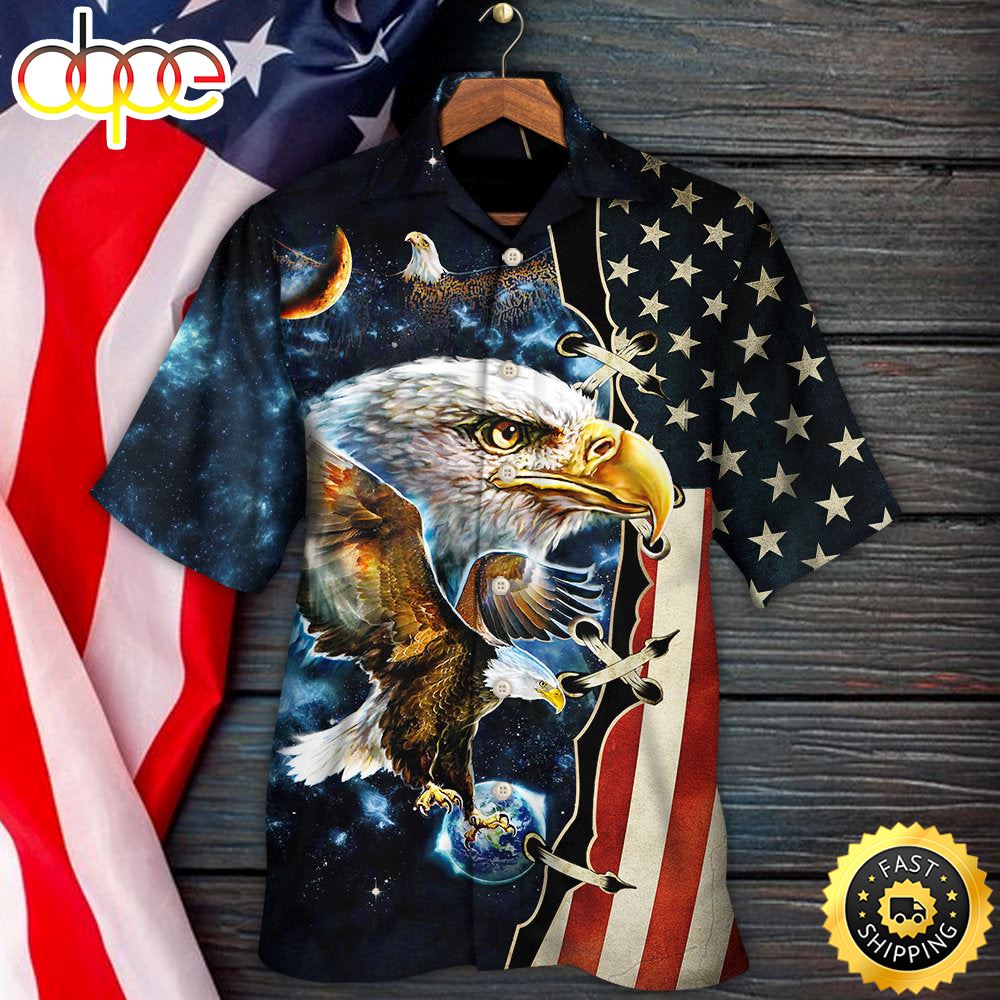 America Eagle Amazing Galaxy Independence Day Hawaiian Shirt 1 Bjkhd5