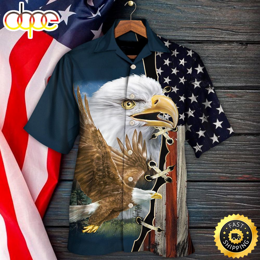 America Eagle Wildlife Faith Independence Day Hawaiian Shirt 1 Pcek1h