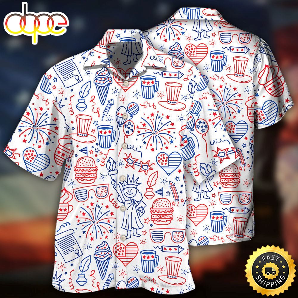 America Independence Day Fourth Of July Cool Art Independence Day Hawaiian Shirt 1 Z2d4ey