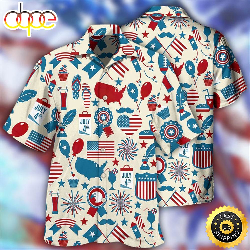 America Independence Day Fourth Of July Independence Day Symbols Hawaiian Shirt Lre7mx