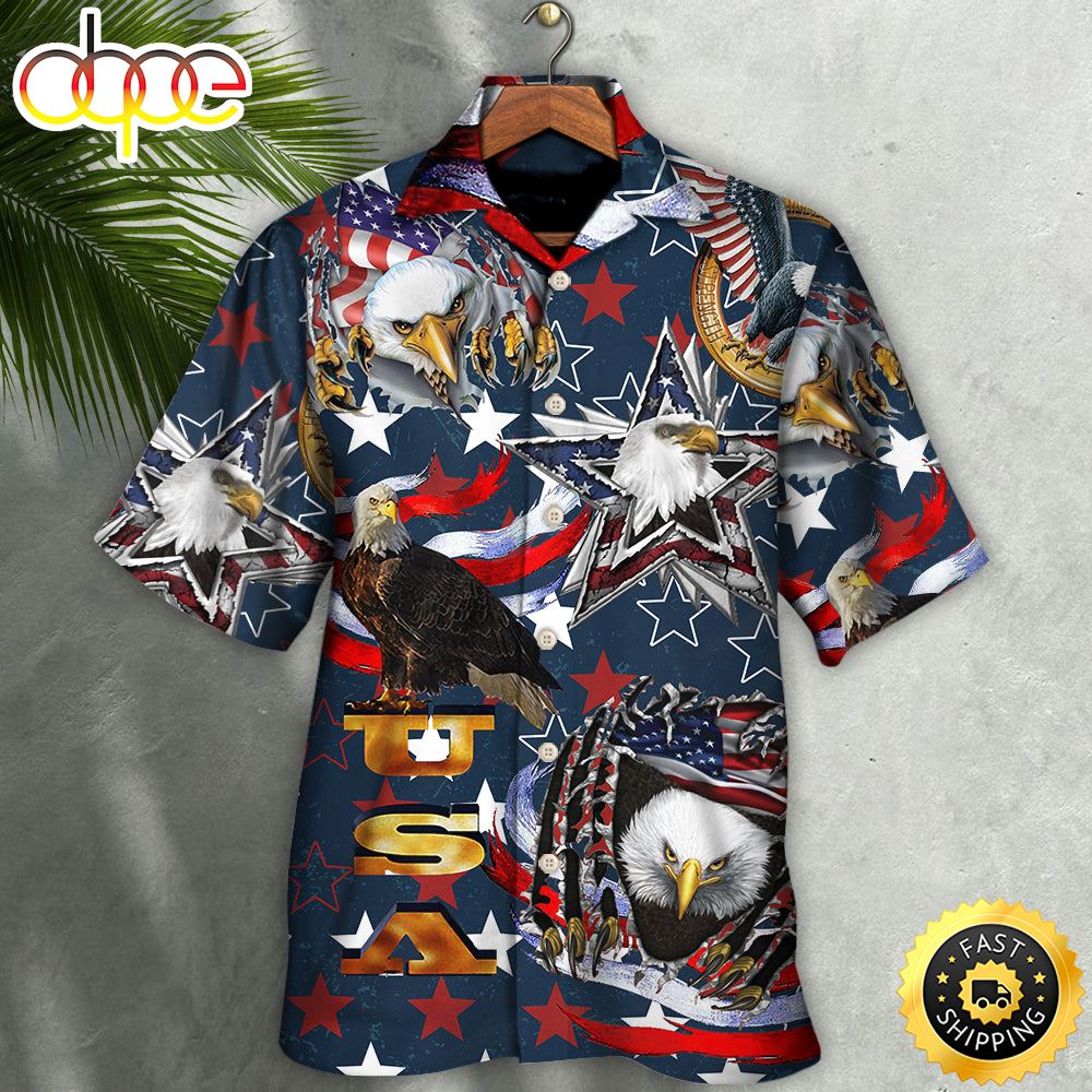 America Love Eagle Freedom Happy Independence Day Hawaiian Shirt 1 Dl4wo7