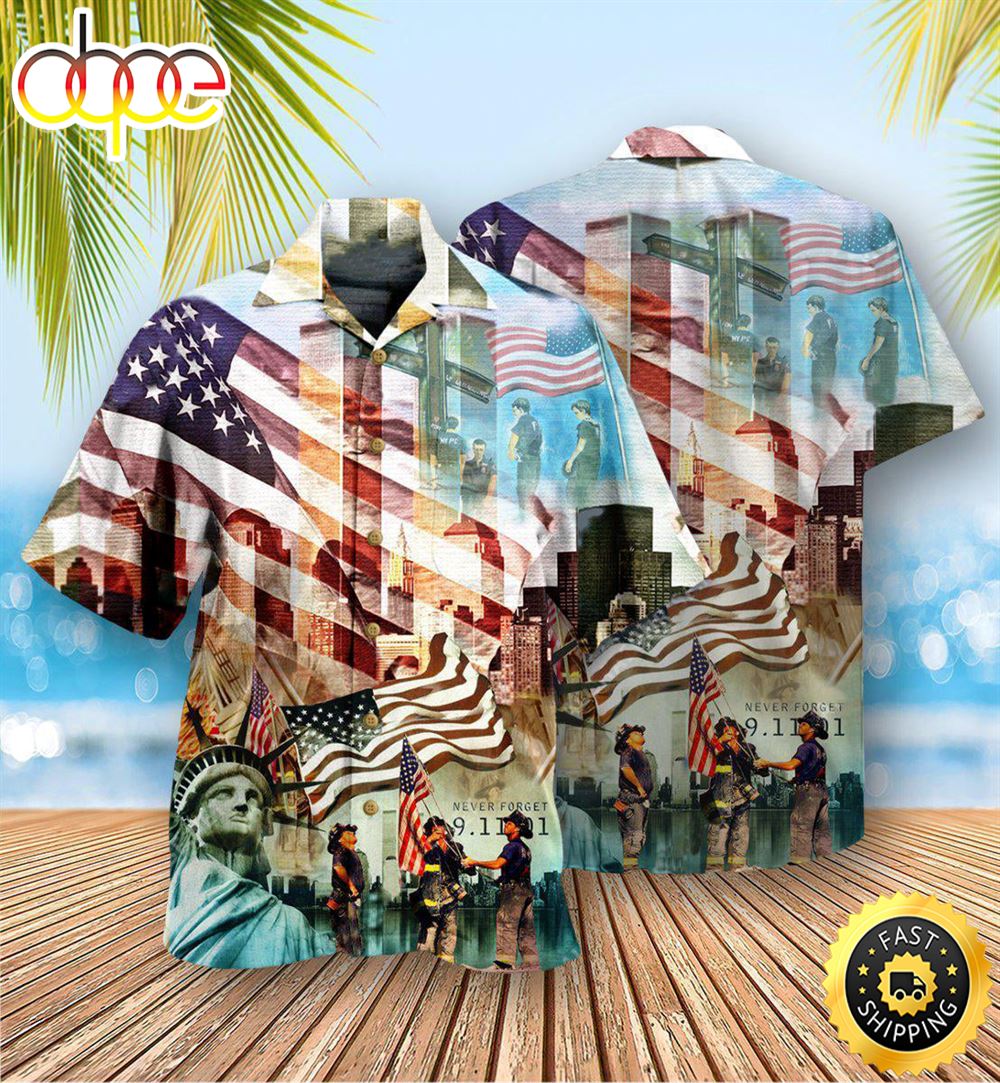 America Never Forgotten Tower Challenge Statue Of Liberty Independence Day Hawaiian Shirt 1 Vjfmy3