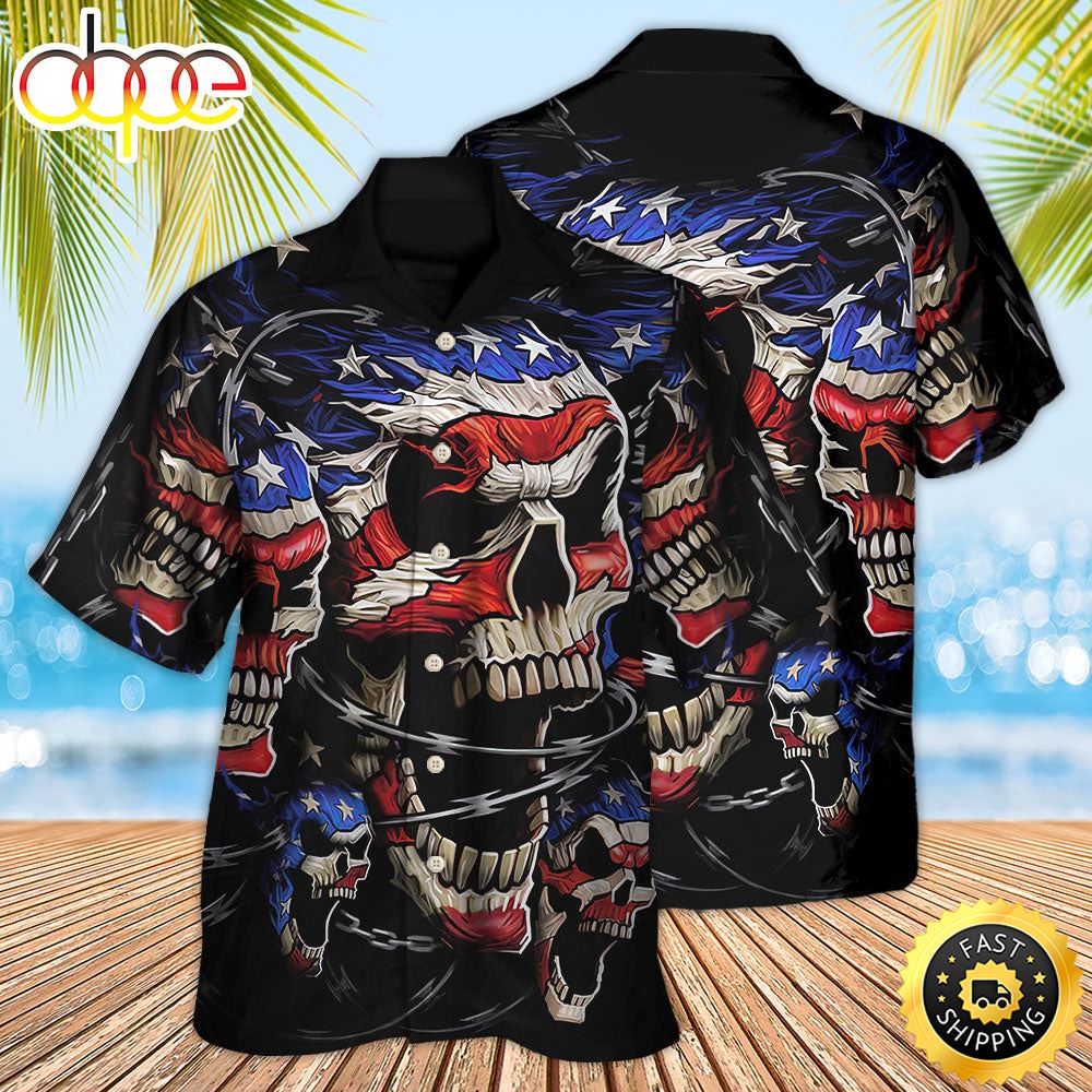 America Skull Love America Forever Independence Day Hawaiian Shirt 1 Yah9c2