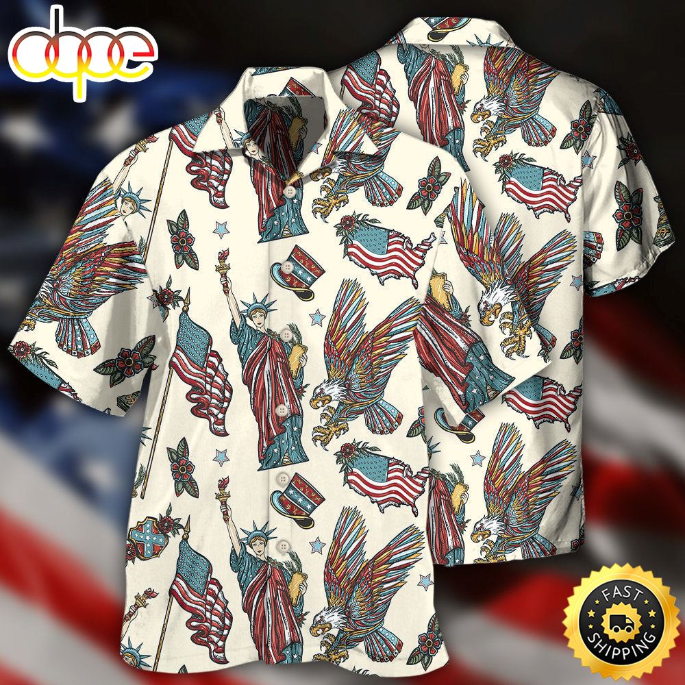America Symbols Basic Style Independence Day Hawaiian Shirt 1 Xyhgaj