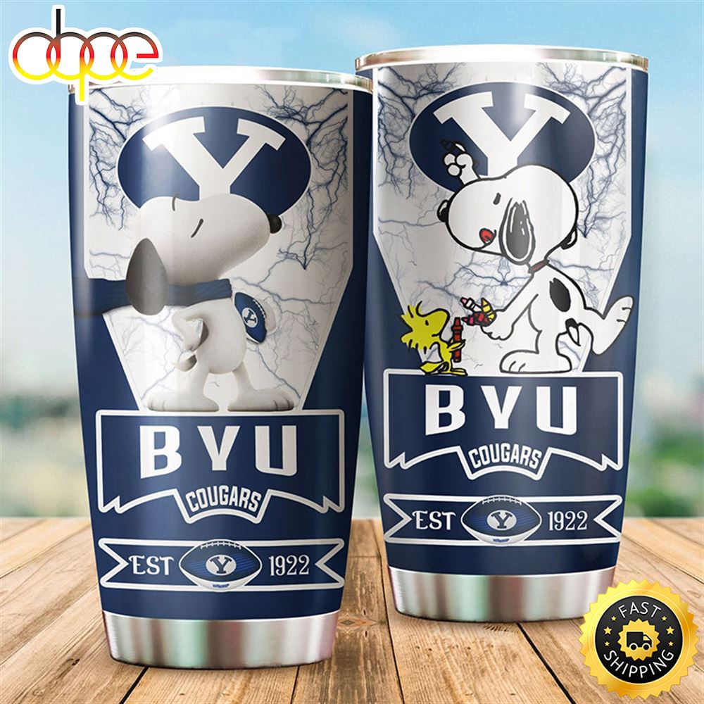 BYU Cougars Snoopy All Over Print 3D Tumbler Ubbmsw