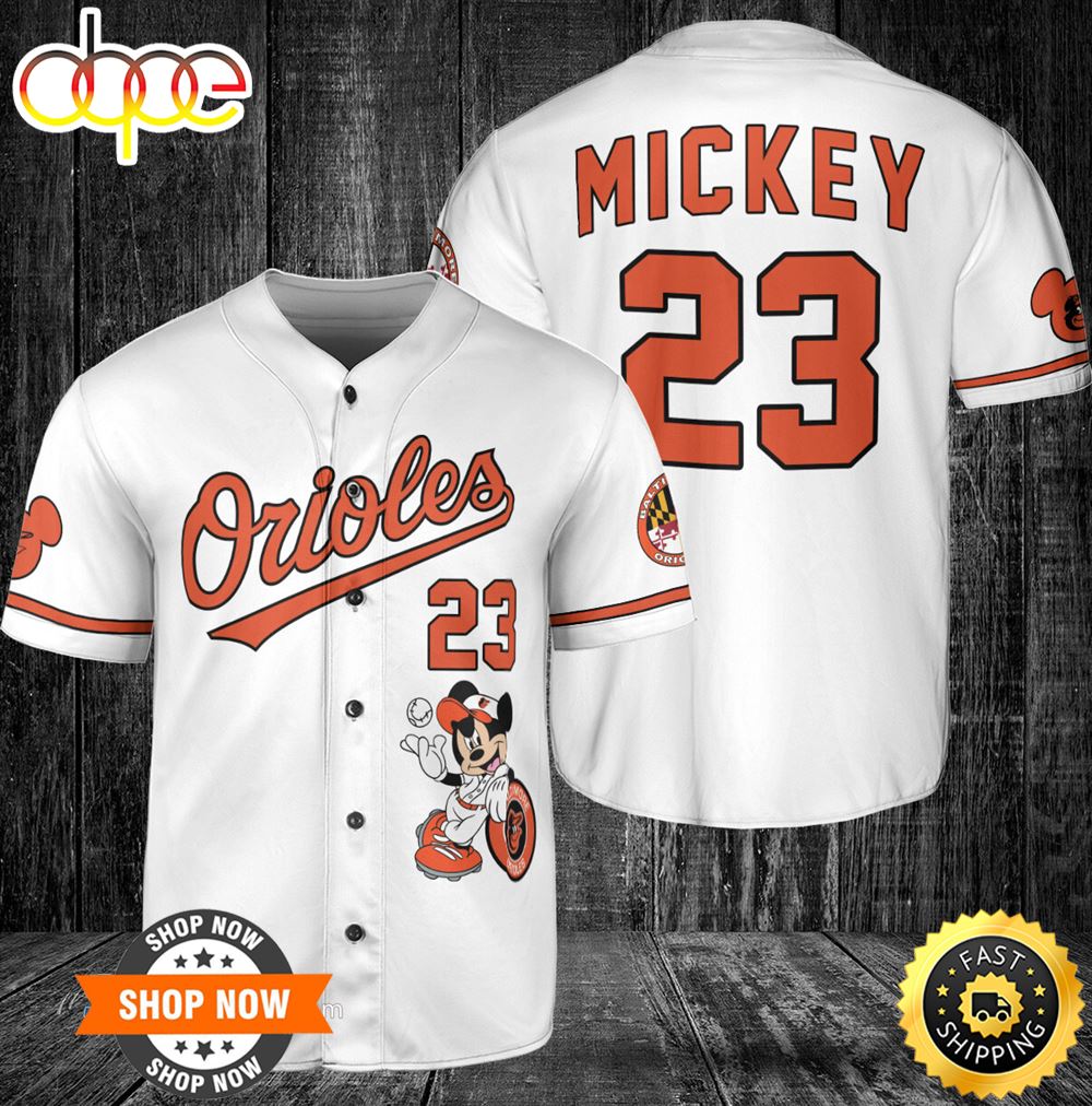 Baltimore Orioles Mickey Mouse x Baltimore Orioles Baseball Jersey Orange –