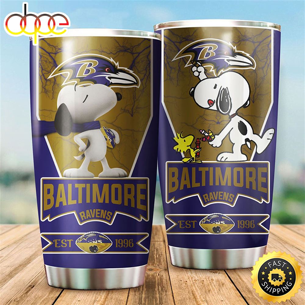 Baltimore Ravens Snoopy All Over Print 3D Tumbler Xievnu