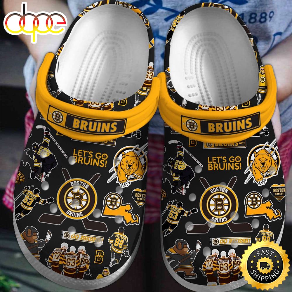 Boston Bruins Ice Hockey Team NHL Sport Crocs Clogs Crocband Shoes Com Usqkz1