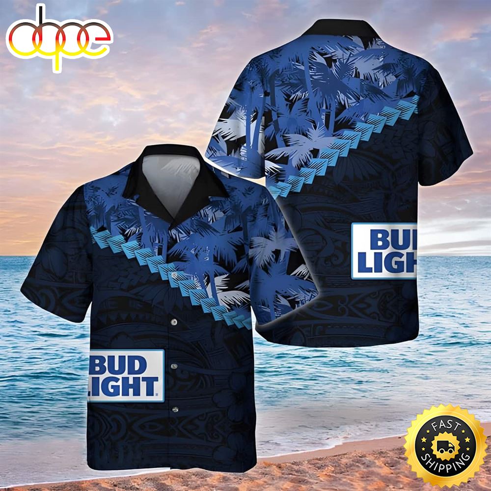 Bud Light Hawaiian Shirt Palm Tree Polynesian Pattern Best Beach Gift Au2hfi