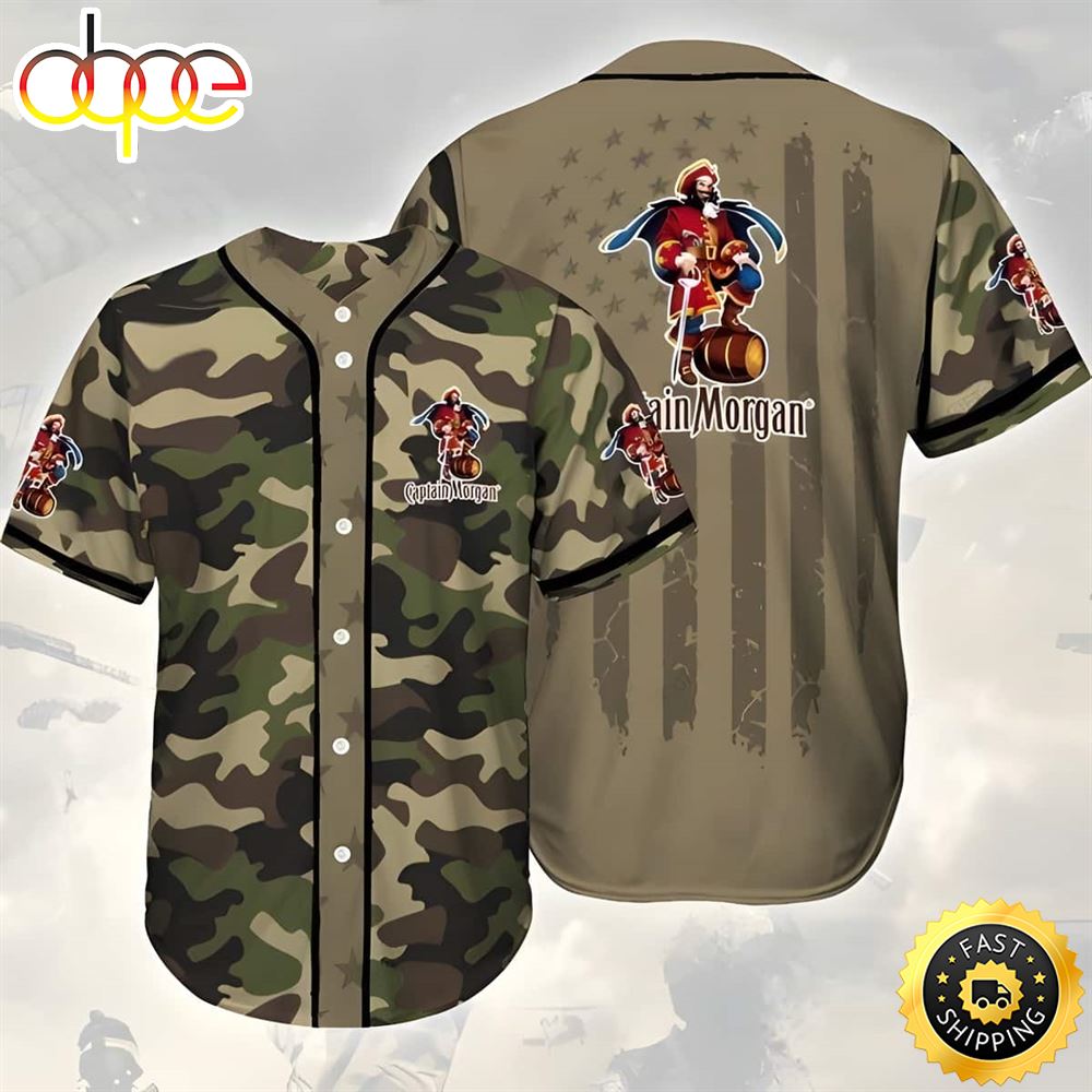 Captain Morgan Baseball Jersey Camouflage Pattern Gift For Rum Lovers Jdcoxg