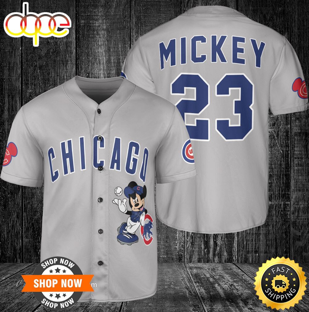 Chicago Cubs Mickey Mouse x Chicago Cubs Baseball Jersey Gray –