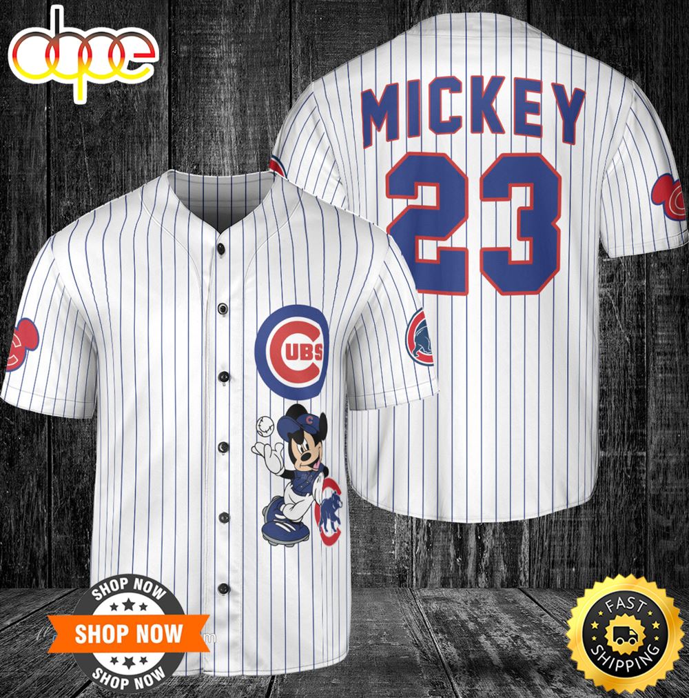 Chicago Cubs Mickey Mouse x Chicago Cubs Baseball Jersey White