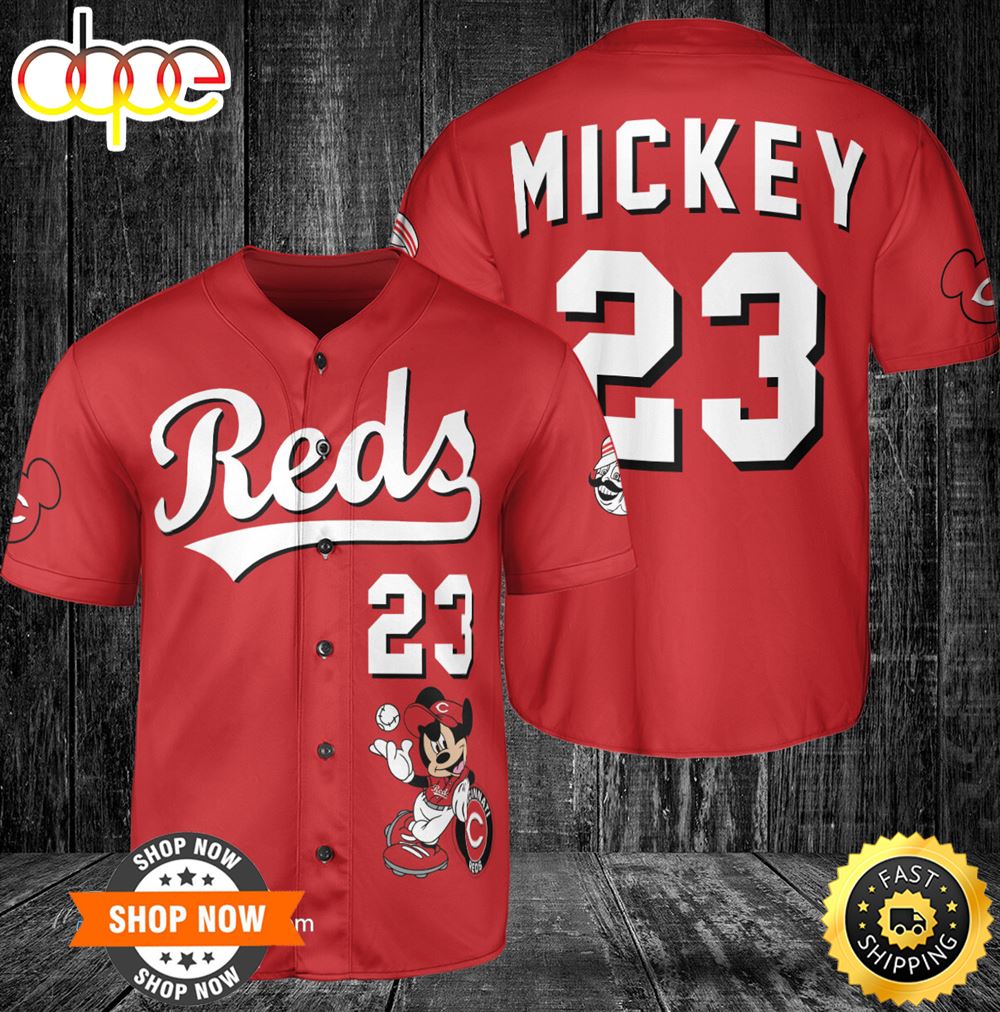 Cincinnati Reds Mickey Mouse x Cincinnati Reds Baseball Jersey R