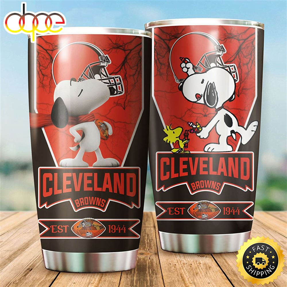 Cleveland Browns Snoopy All Over Print 3D Tumbler Zua1rn