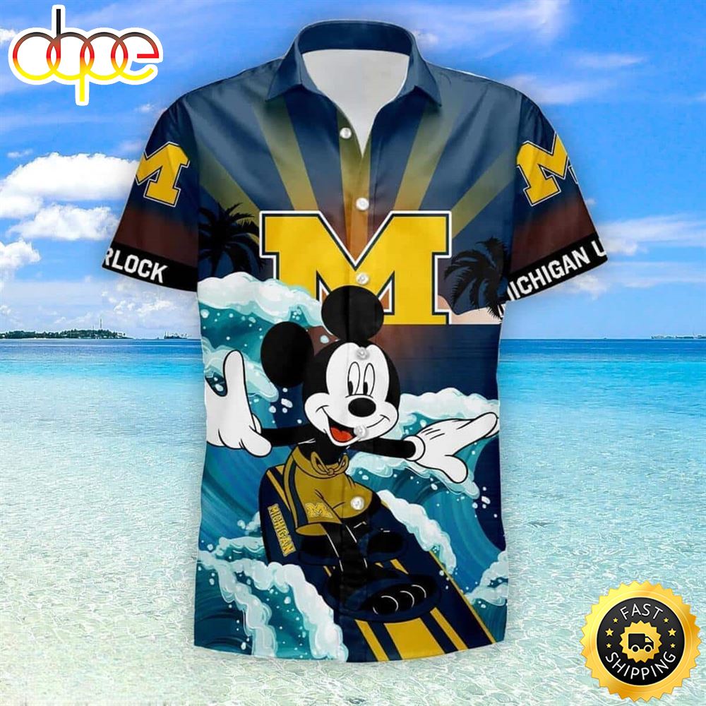 Cool Disney Mickey Mouse Michigan Wolverines Hawaiian Shirt Fm6jqx