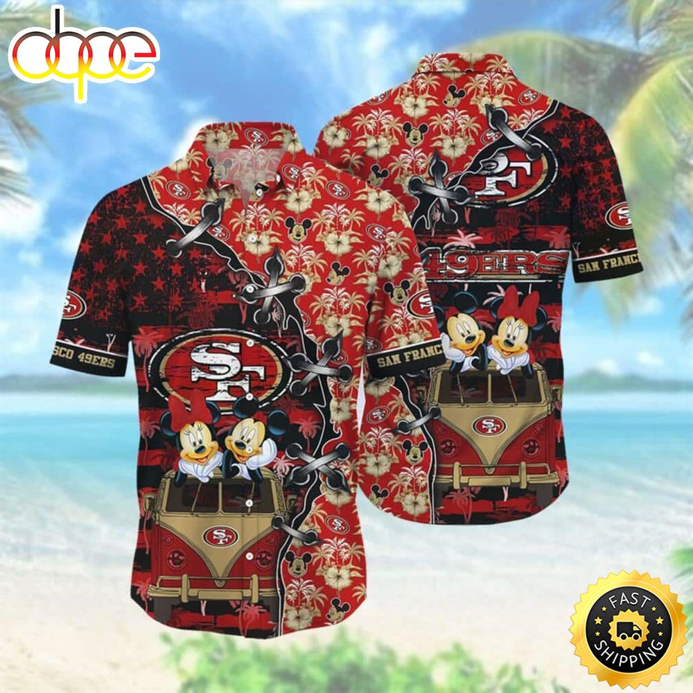 Cool Disney Mickey Mouse NFL San Francisco 49ers Hawaiian Shirt Sfq6tq
