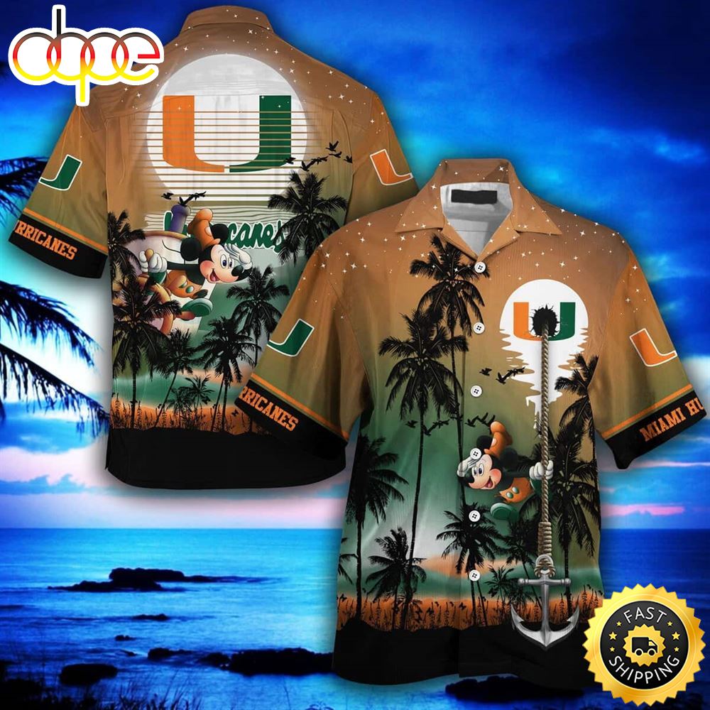 Cool Mickey Mouse Disney Miami Hurricanes Hawaiian Shirt Best Beach Gift Ngeqv5