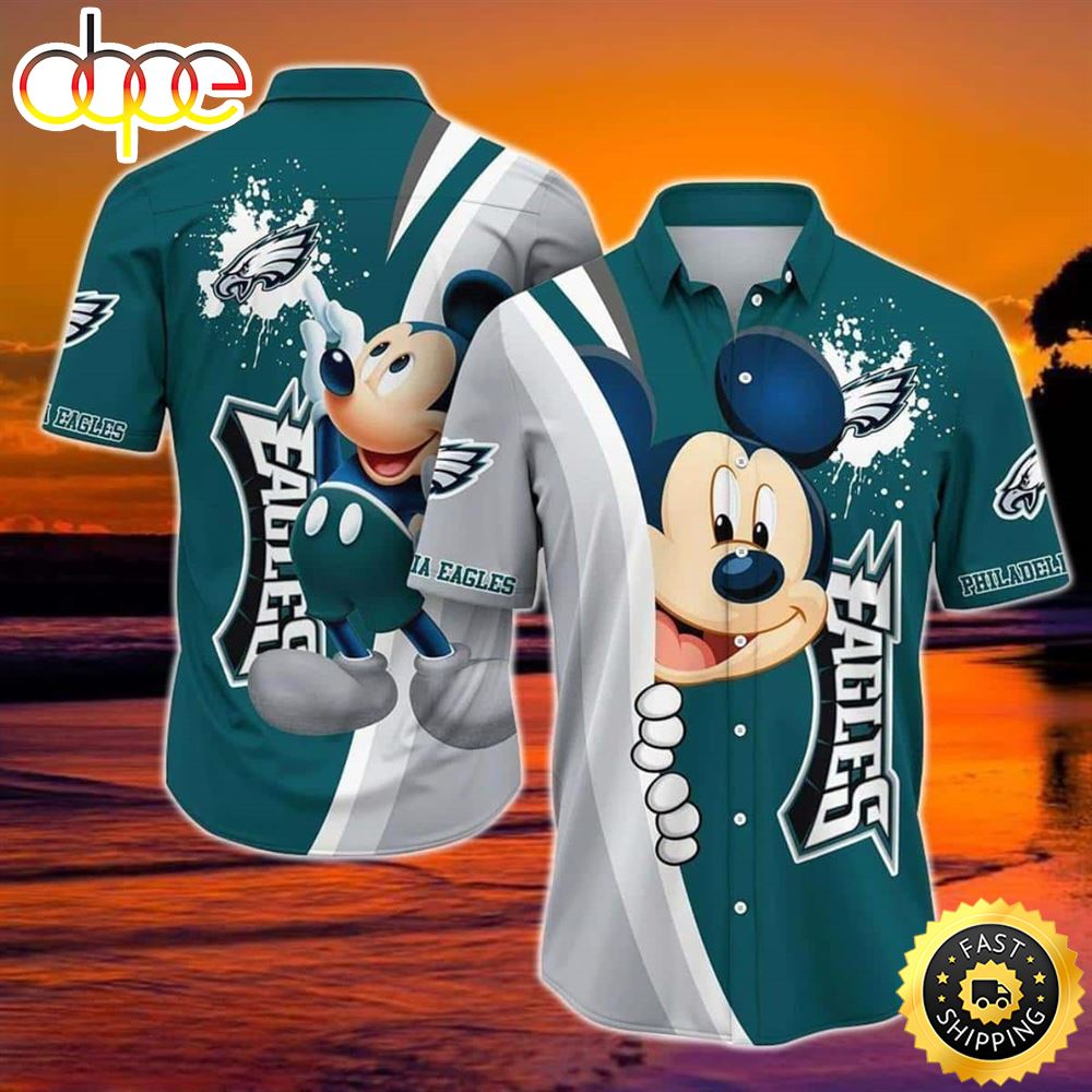 Cool Mickey Mouse Disney NFL Philadelphia Eagles Hawaiian Shirt U2ydv8