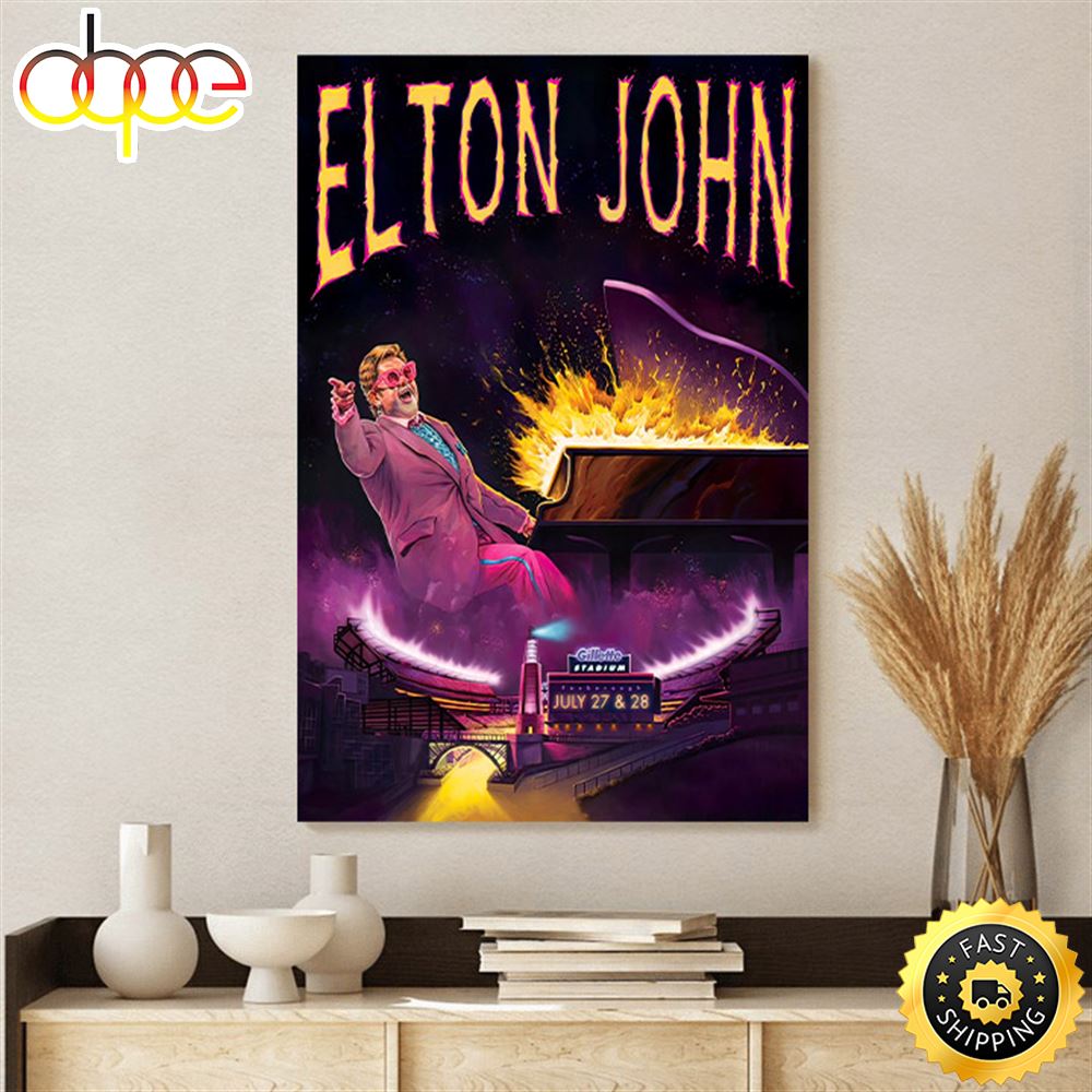 Elton John Foxborough Farewell Yellow Brick Road Tour 2023 Canvas Poster Dmuz4r