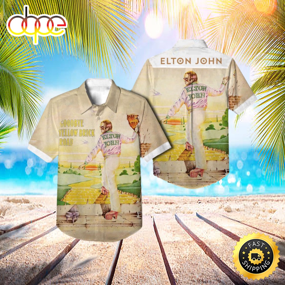 Elton John Goodbye Yellow Brick Road Album Hawaiian Shirt Summer 2023 B01avk