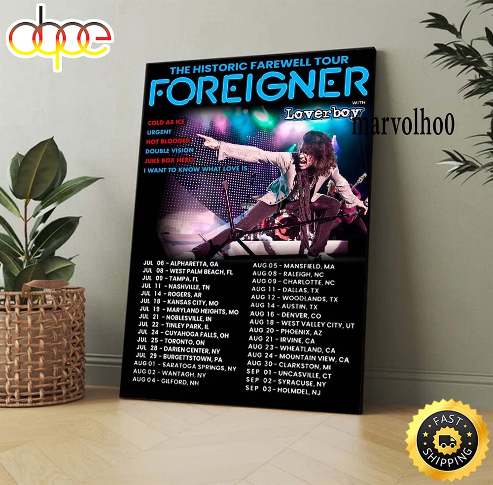 Foreigner The Historic Farewell Tour 2023 Poster Canvas Ekc54n