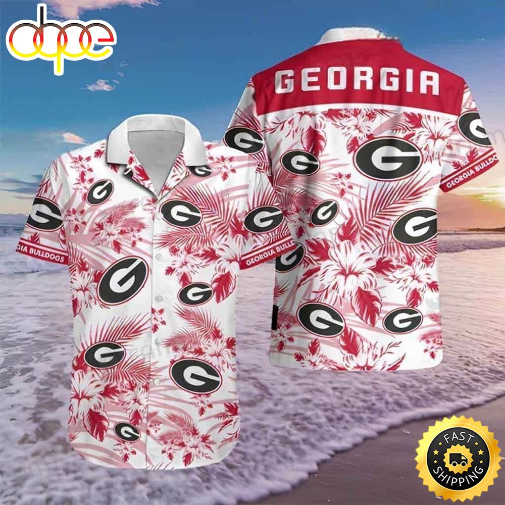 Georgia UGA Hawaiian Shirt Tropical Floral Gift For Football Fans Tgthm3