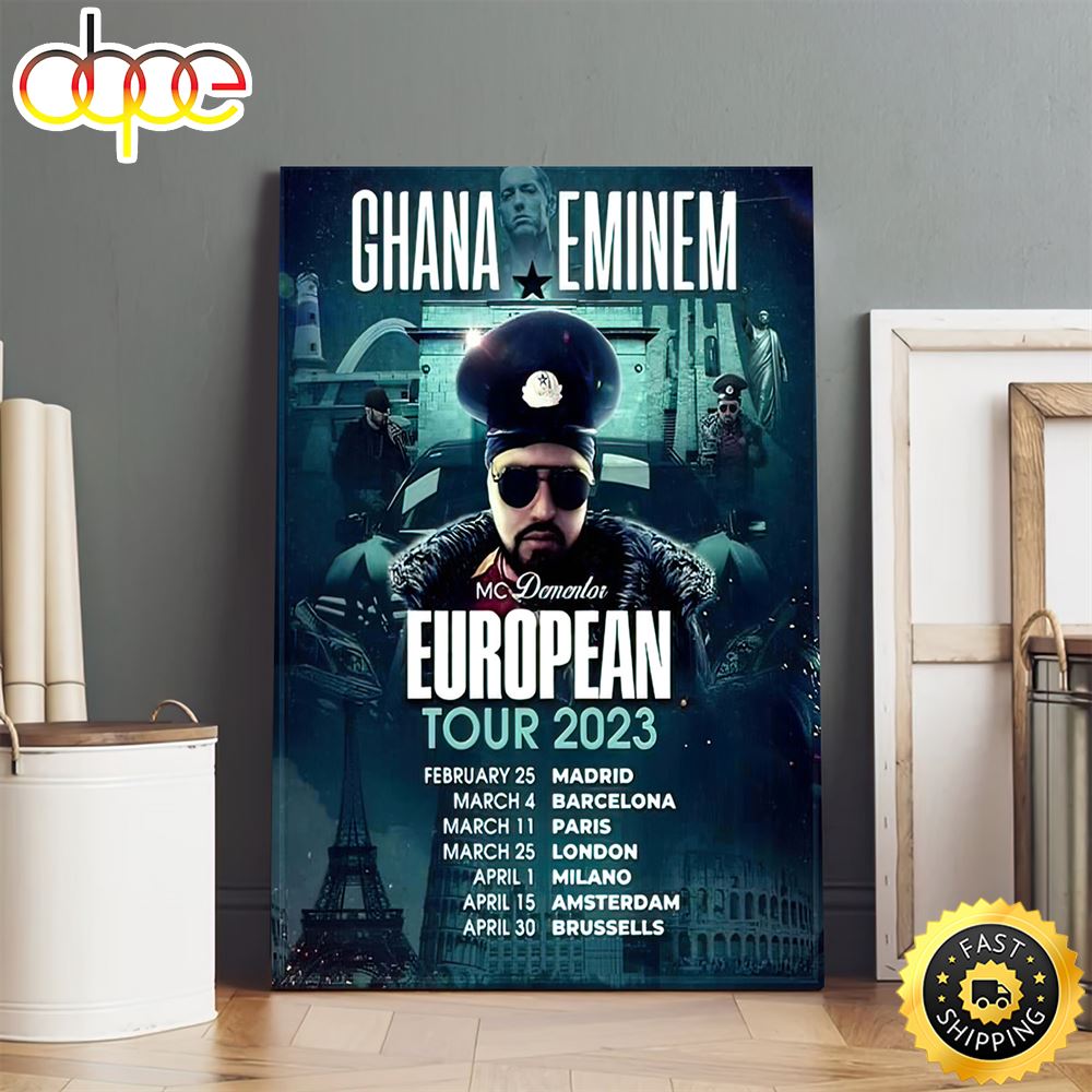 Ghana Eminem Europe Tour 2023 Poster Canvas Kpgalx